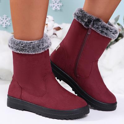 Mode Damenstiefel Koreanischer Stil Winterstiefel mit Fell Warme Schneestiefel Knöchel Winterschuhe für Damen Winter-Schuhwerk 2024 Neue Stiefeletten