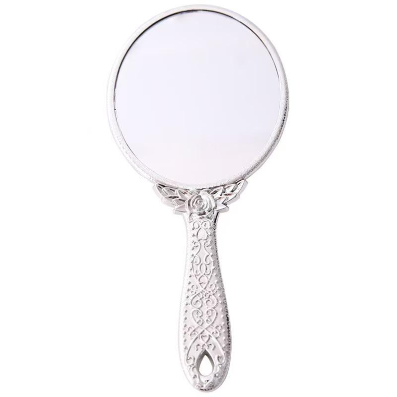 European Retro Princess Style Handheld Beauty Mirror - Portable, High-Definition, Thickened, Ideal for Makeup and Microblading