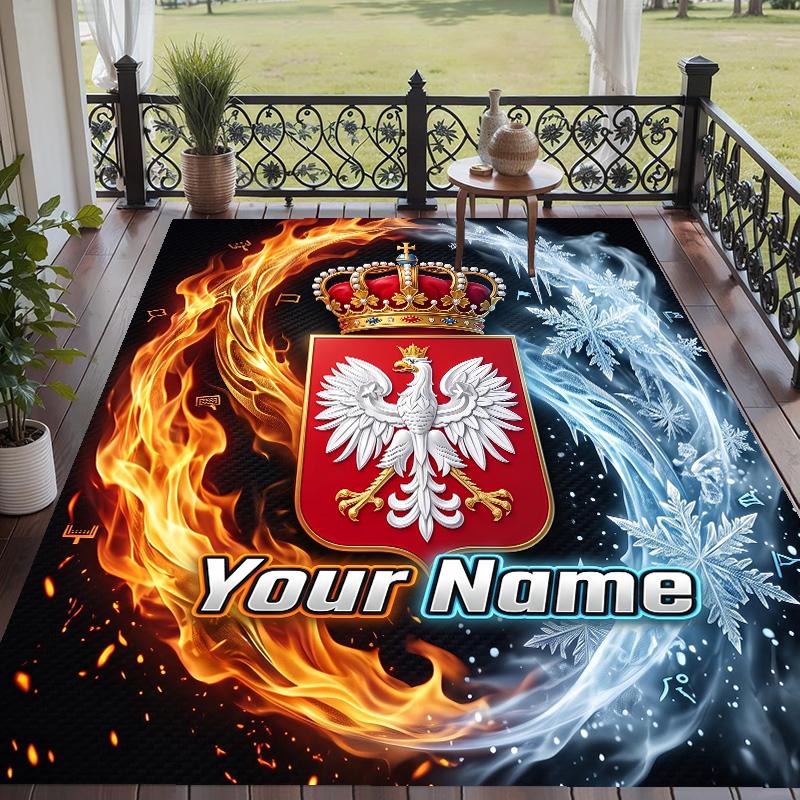 Custom Text Printed Rug Poland Football Non Slip Floor Carpet For Home Room Decor