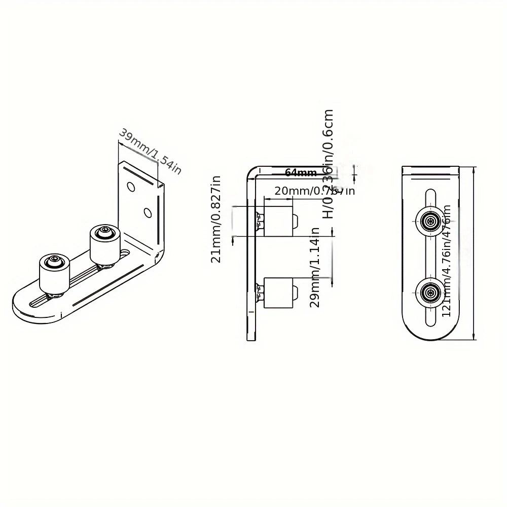 Two Rollers Adjustable Barn Door Floor Guide Stay Roller wooden sliding door bottom anti-swing floor guide anti-swing device