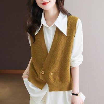 Lockere und bequeme ärmellose Strickweste für Damen – perfekte Oberbekleidung für Frühling/Herbst