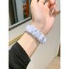 Soft Cute Ice Silk Stripe Elastic Hair Tie Strap for Apple Watch Band Series 11/10/9/8/7 SE Ultra Wrist Bracelets for iWatch 49/46/45/44/42/41/40/38mm