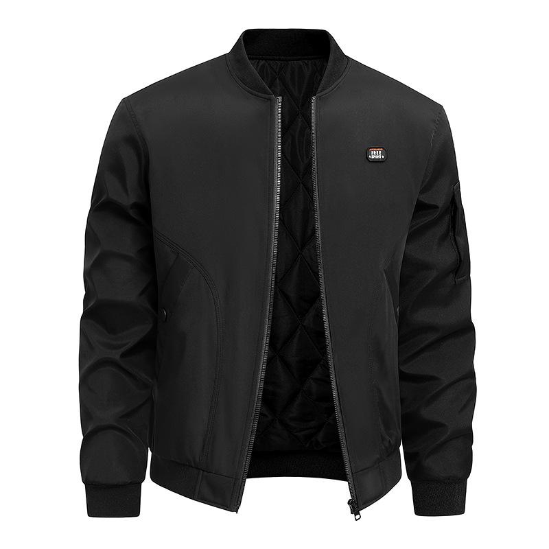 

Хлопковая куртка с воротником бейсбол мужская зимняя рабочая куртка куртка пилота мужская куртка большого размера повседневная толстая хлопковая куртка L чёрный