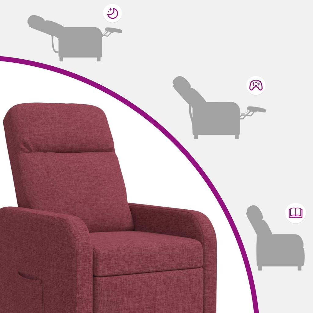 Massage Recliner Chair Wine Red Fabric