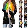 Moda damska Casual Halloweenowy nadruk średniej długości kardiganowy płaszcz