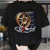 Retro Auto Machinery Scattered Vertical Text Print Black T-shirt Men JDM Car Loose Oversized Short Sleeve Streetwear Tees Unisex