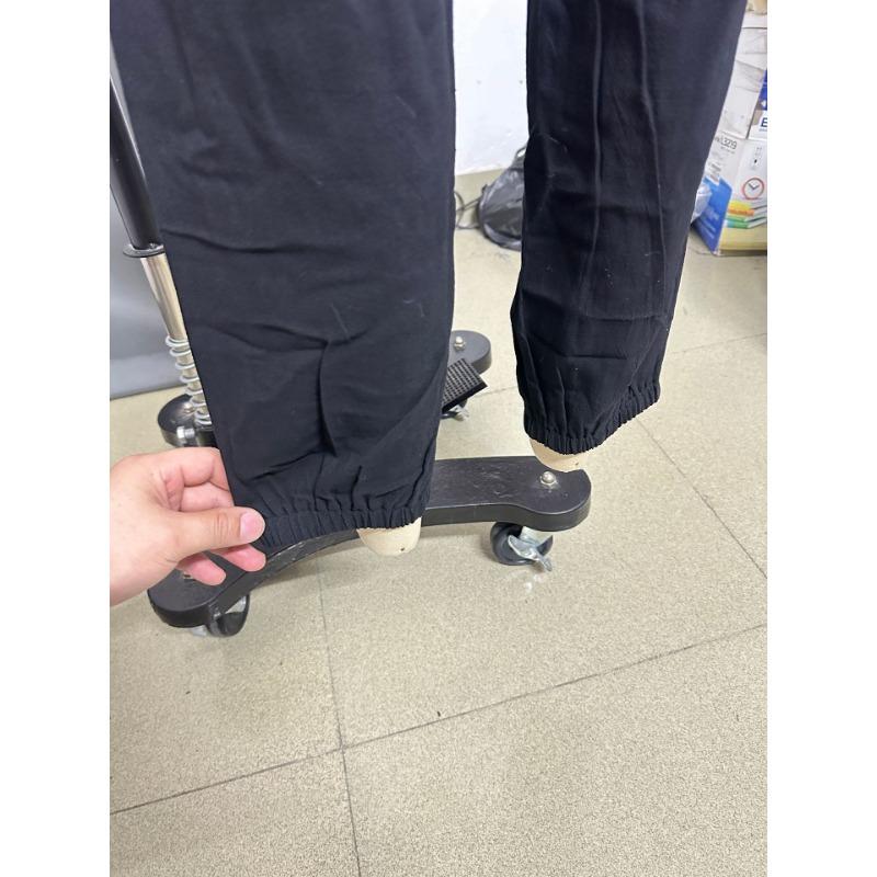 Neformální jednobarevné bavlněno-lněné malé nohavice se stahovací šňůrkou a elastickým pasem, dámské dlouhé kalhoty