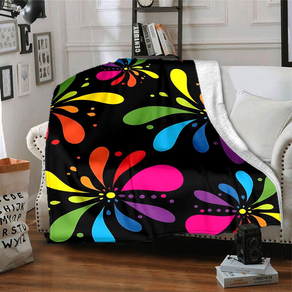 1pc Colorful Floral Pattern Blanket Warm, Cozy, And Soft, Suitable for Sofas, Beds, Cars, And Office Use.Perfect for Camping And Travel, Making It a G