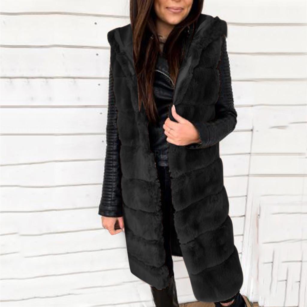 Womens Faux-Fur' Gilet Vest Sleeveless Waistcoat Body Warmer Jacket Coat Outwear