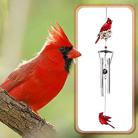Bird Wind Chimes for Outside Stained Glass Bird Hanging Windchime with 4 Tubes for Balcony Garden Porch Backyard Decor