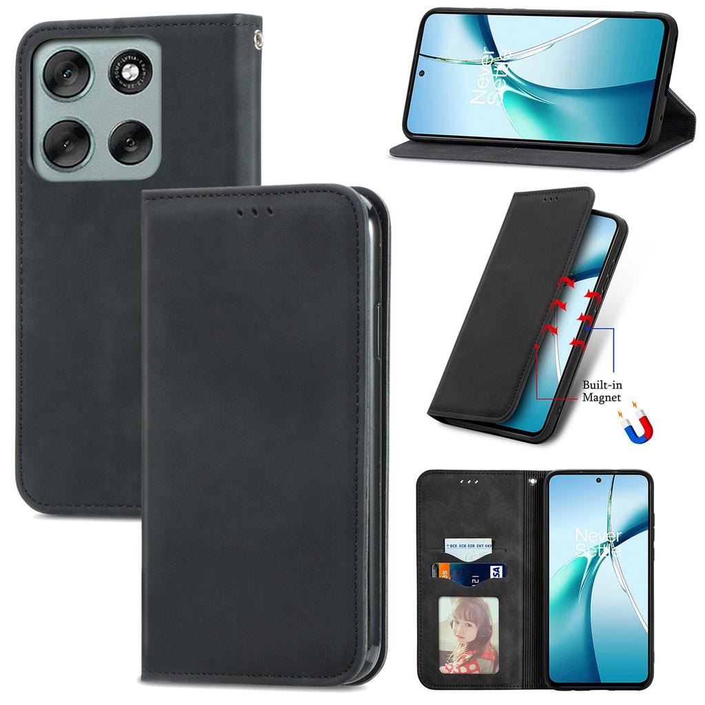 For Motorola Moto G56 5G Leather Case with Card Holder Magnetic Absorption Phone Cover