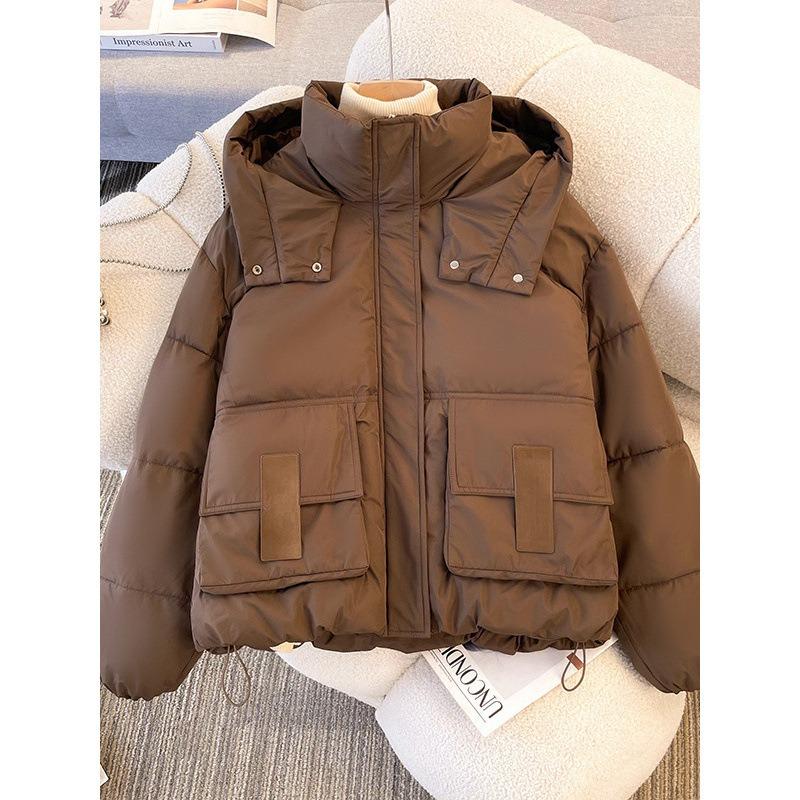 Short fluffy cotton clothes women's winter small men's new loose big pockets short bread clothes jacket