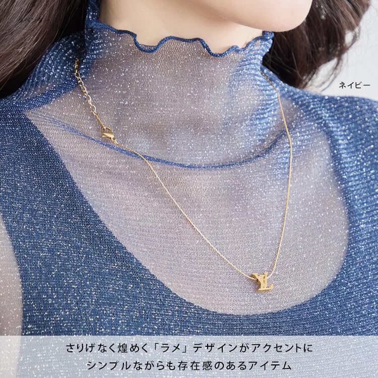 Glitter Top with Sheer High LL Sizes [Dress K.O] See-Through Inner, Neck, M, L, (JP, Alphabet, L, LL, Black)