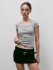 KITTY POTTERY Classic Soft Deep Square Neck T-Shirt (Melange Grey)