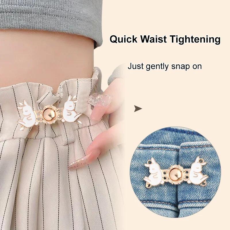 Reusable Metal Buttons Pearl Snap Fastener Pants Pin Retractable Button Sewing-on Buckles for Jeans Perfect Fit Reduce Waist
