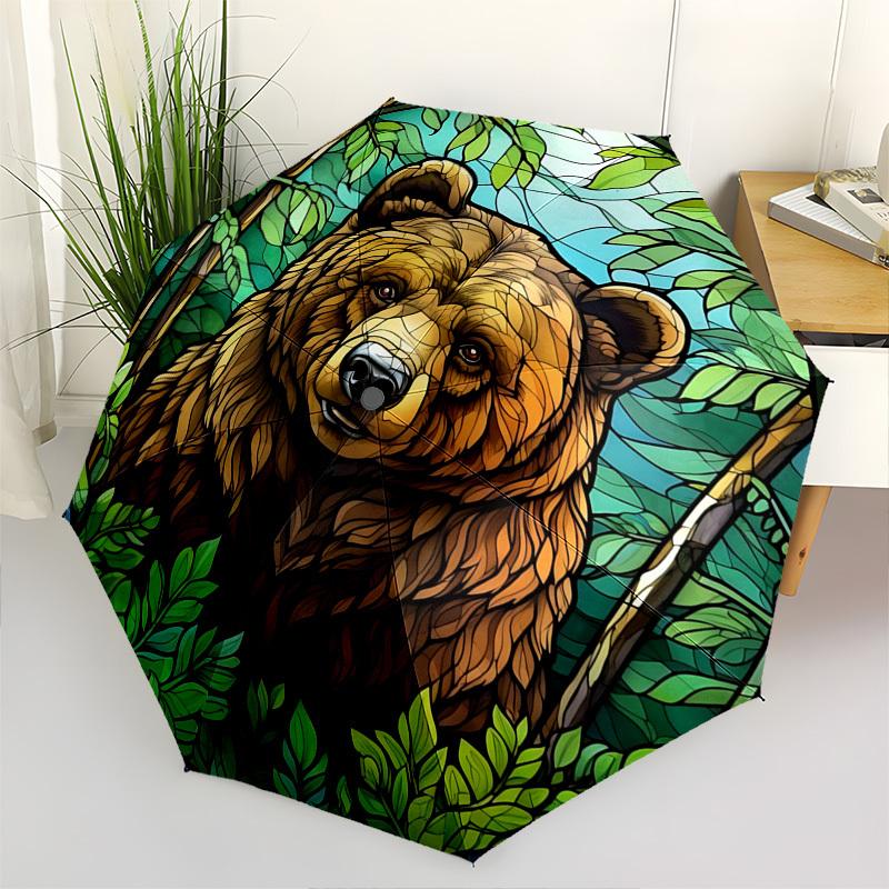 

Bear, Color RetroThemed Automatic Opening and Closing umbrella 8 Ribs, Suitable for Leisure and Going Out, Outdoor Accessory, Gothic Style