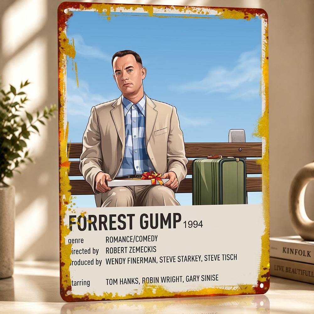 Forrest Gump Minimalistisches Kunstposter Retro D Gedruckte Metallschilder Benutzerdefinierte Wanddekoration Geschenk für Dekor Raum Schlafzimmer Sachen Zuhause