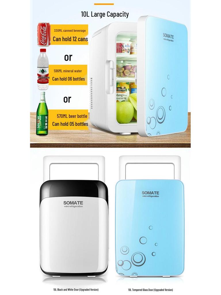 Somete 10L Mini Fridge: Compact Refrigerator for Dorm, Cosmetics, & Breast Milk Storage