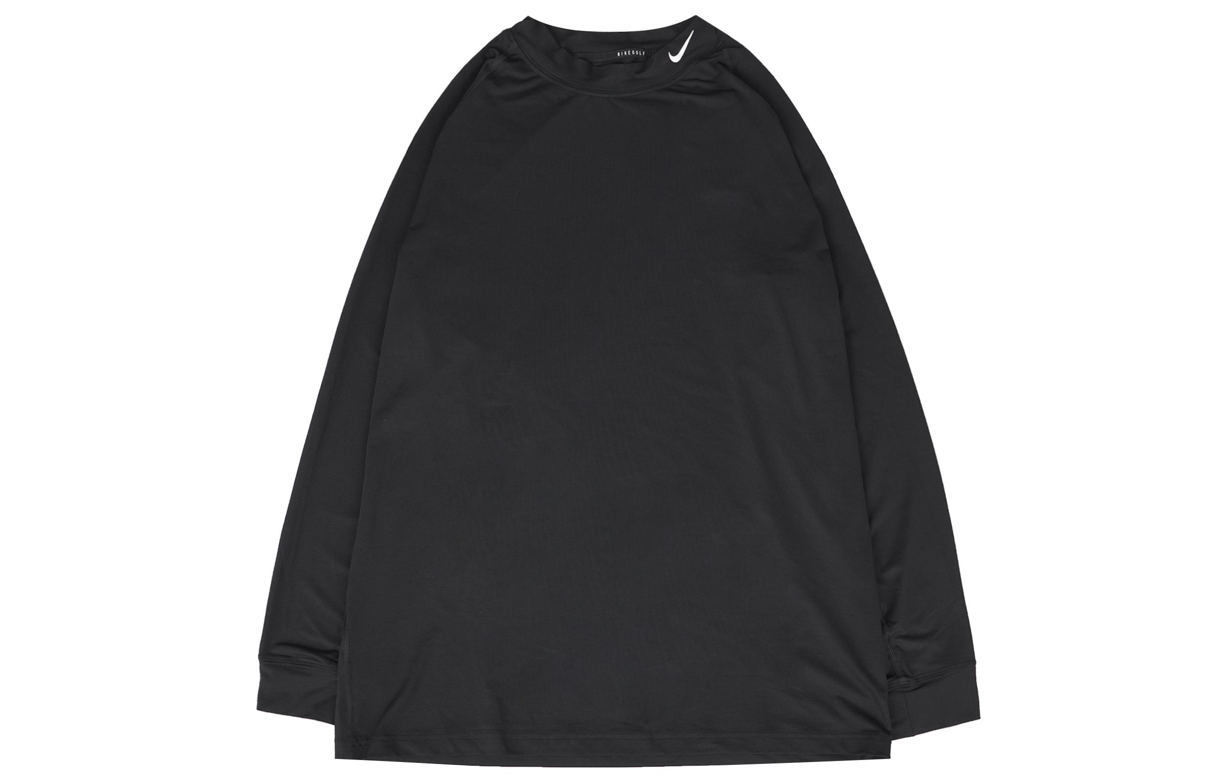 Nike T Shirts Men s Black Stand Collar Moderate Straight Fit CU9803-010 S