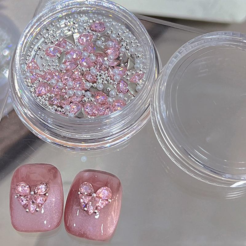 1Box Love Butterfly Zircon Diamond Super Flash Material Package Set Flat Bottom Inverted Edge Nail Accessories Small Accessories