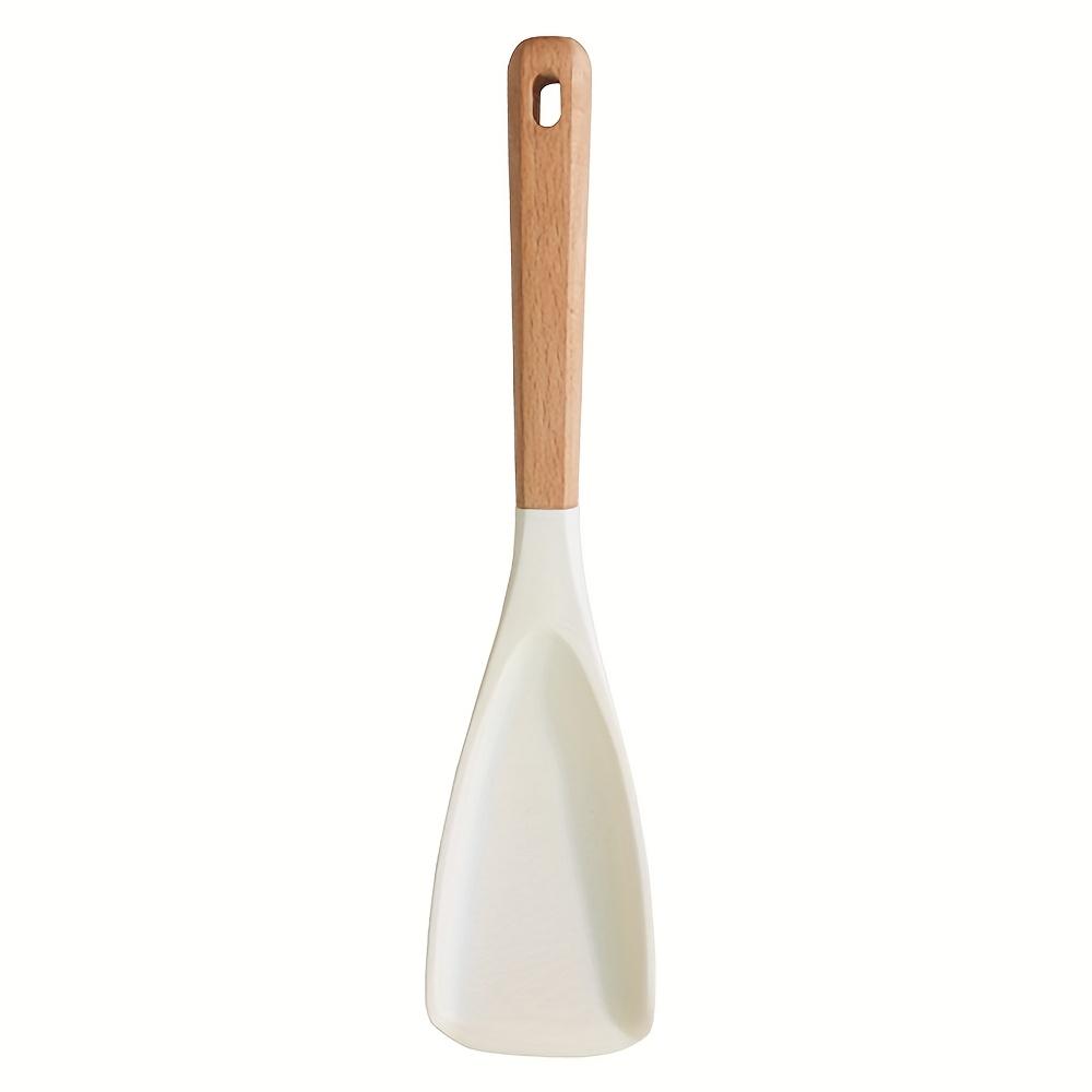 

1pc Multifunction Spoon with wooden handle-Durable-Great for Both Cooking and Serving, Safe for Nonstick Cooking Surfaces білий