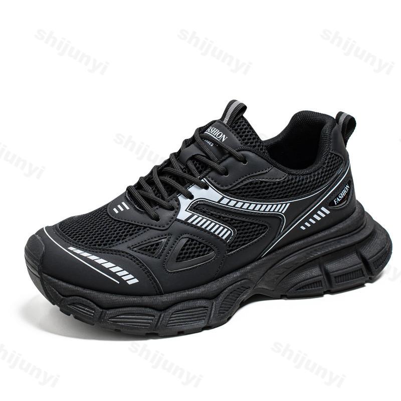 

Men s Mesh Breathable Low Top Thick Soled Casual Shoes 2026 Autumn Fashi Versatile Comfortable Wear-resistant Chunky sneakers 39 чёрный