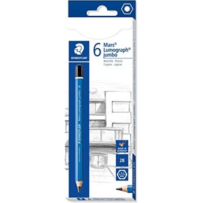 Staedtler 2B Mars Lumograph Jumbo Dick zum Schreiben und 6 Bleistifte, Schaft, Zeichnen, Bleistifte, 100J-2B6