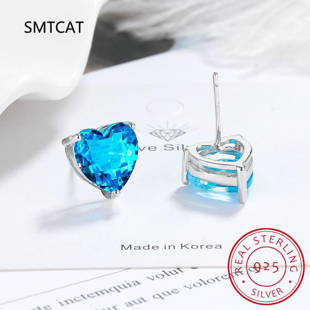 D VVS1 Heart Moissanite Earrings for Women Lab Grow Diamond Solid 925 Silver Plated Gold Stud Earring Oorbellen