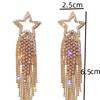 2PC Women's Fashionable Rhinestone Sparkling Star Tassel Earrings Suitable for Banquet and Party Accessories