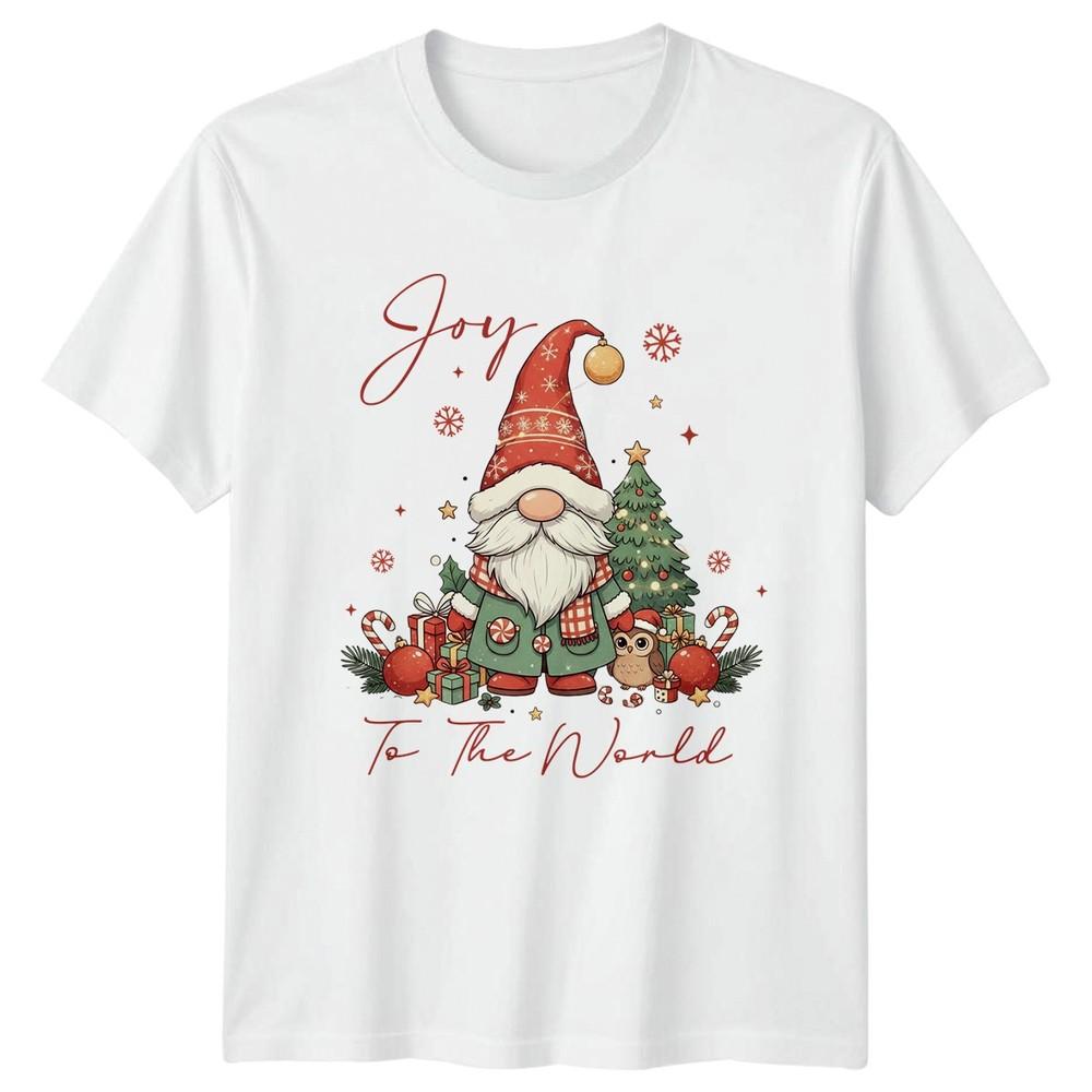 Christmas Gnomes Joy To The World Unisexs Unisexs Graphic Tee Holiday Shirt S