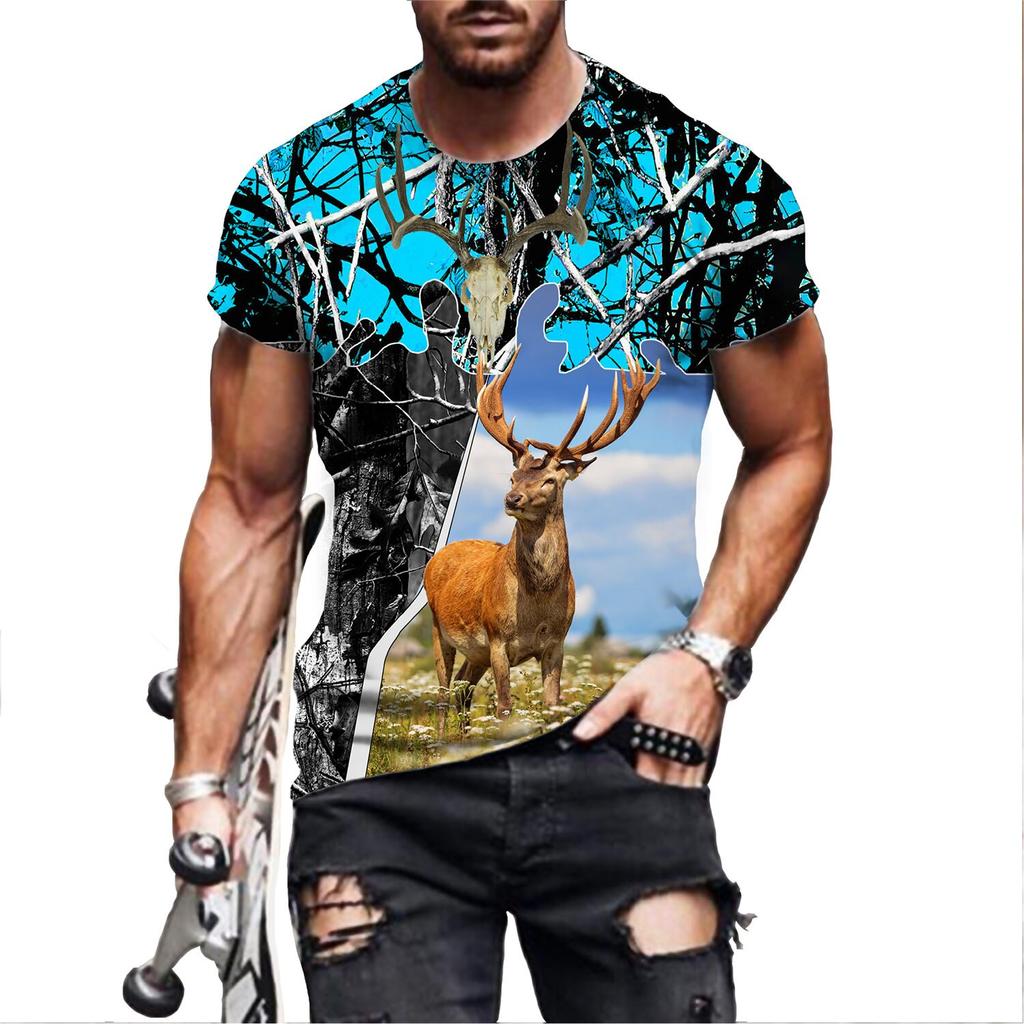 Harajuku Fashion 3D Printe Animal Deer Man T Shirt New Loose Casual Summer Tee Shirt