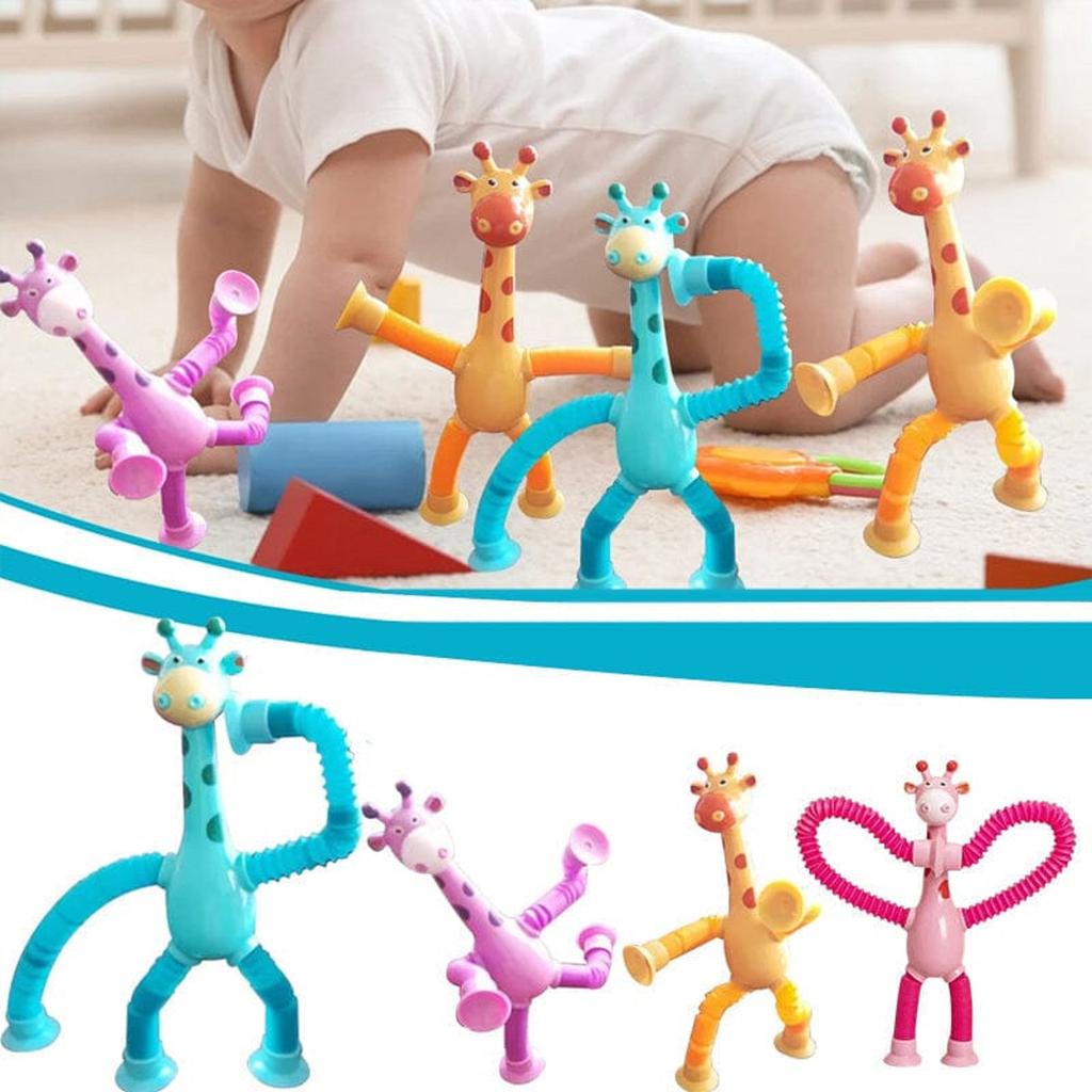 Telescopic Suction Cup Giraffe Toy, Ever Changing Giraffe Educational Stress Relief Toy, Parent-Child Interactive Decompression Toy