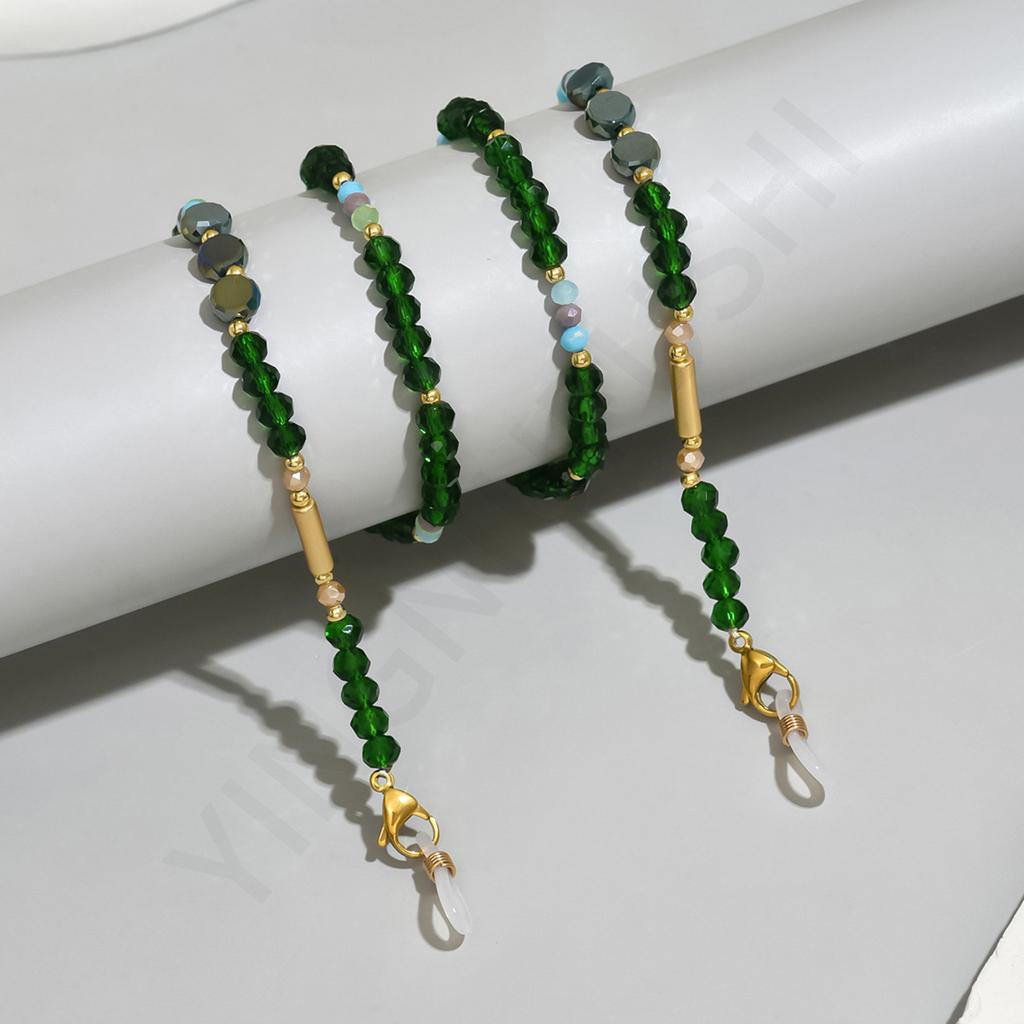 Premium Sense Summer Ins Wind Glasses Chain Light Luxury Niche Dopamine Color Beaded Glasses Snow Chain