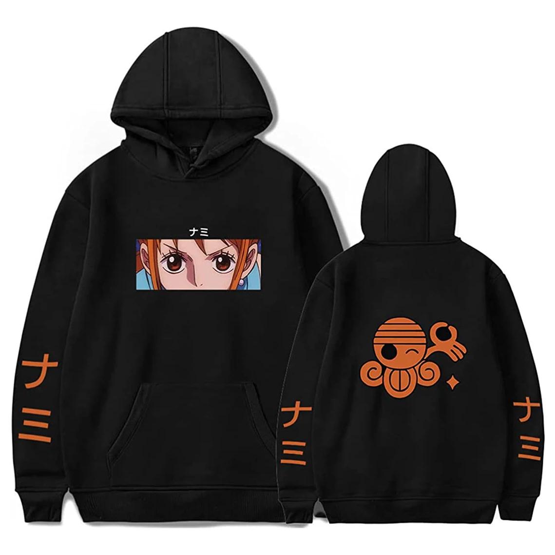 

Spring Autumn Men Fashion Hoodie MONKEY D LUFFY Clothing Casual Hooded Solid Color Streetwear Male Cartoon One Piece Pullover 3XL
