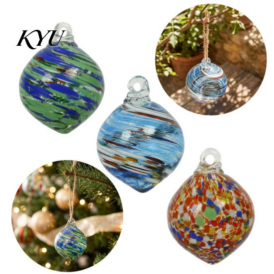 High Borosilicate Glass Spheres Hand Blown Ball Ornament, Colorful Christmas Hanging Decoration Reflective Baubles for Tree, Window, Patio,