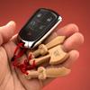 Wood Carving Car Key Chain Peach Twig Bag Decoration Cartoon Peach Wood Key Chain  Accessories