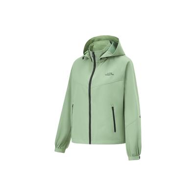 Leaf Edge Water-Repellent UV-Resistant Solid Color Outdoor Casual Sports Zip-Up Hooded Long Sleeve Windbreaker Women Outerwear AFDU680-1