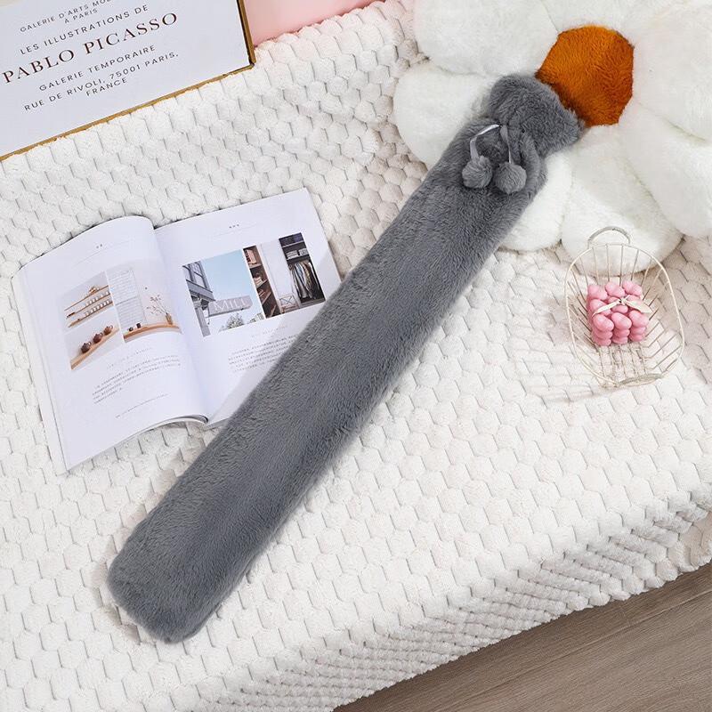 Extra Long Hot Water Bottle with Faux Rabbit Fur Cover