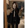 Plus-Size Women's Black Baseball Jacket for Summer, Korean Style, Trendy Retro Loose Fit, Slimming Effect