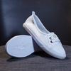 Flache Leder-kleine weiße Schuhe Damen Frühling und Sommer flacher Boden Koreanische Version Student erste Schicht Rindsleder vielseitig Krankenschwester Damen Einzel-Schuh
