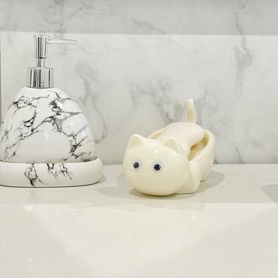 Çizgi Film Sevimli Kedi Banyo Sabunluğu Yaratıcı Kedi Sabunluğu Drenajlı Tuvalet Rafı Sevimli Sabun Yağlığı Banyo Dekorasyonu
