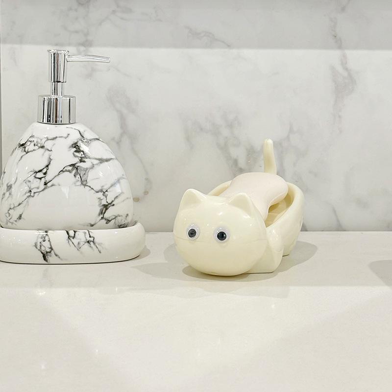 Cartoon Cute Cat Bathroom Soap Box Creative Cat Soap Box Drainage Toilet Rack Cute Soap Fat Rack Bathroom Decoration