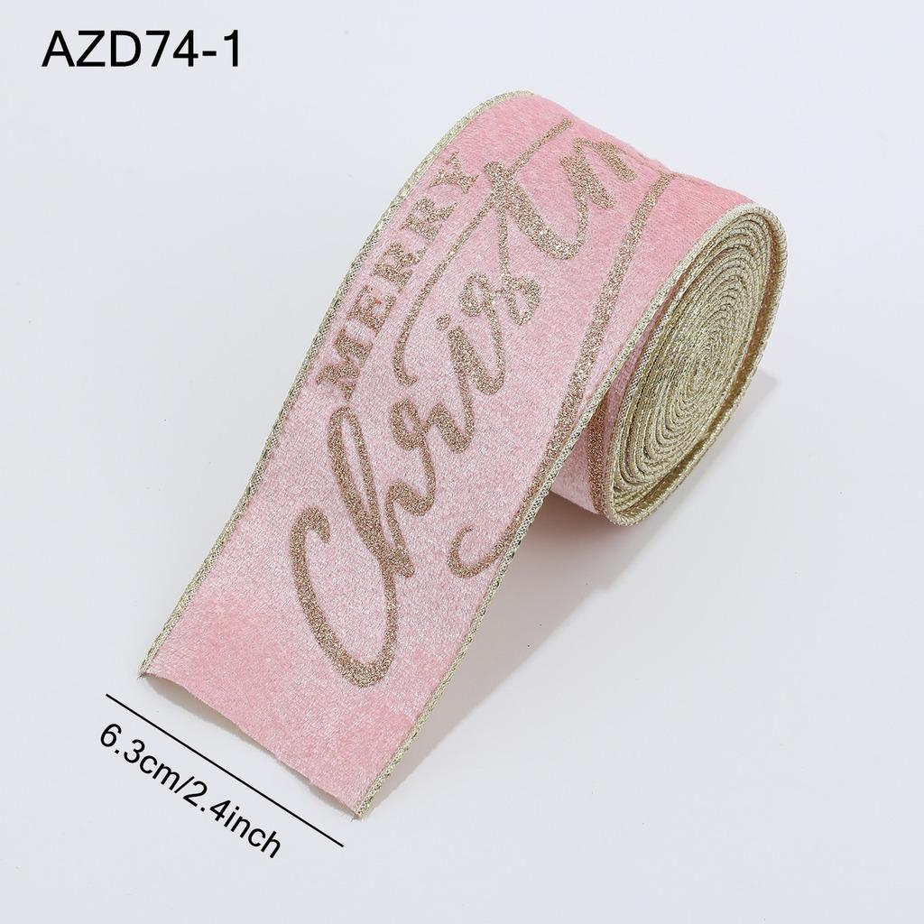 2m/Roll 6.3cm Flocked Christmas Ribbon Glitter Merry Christmas Letter Printed Ribbons For Xmas Holiday Gift Wrapping Bow Decor