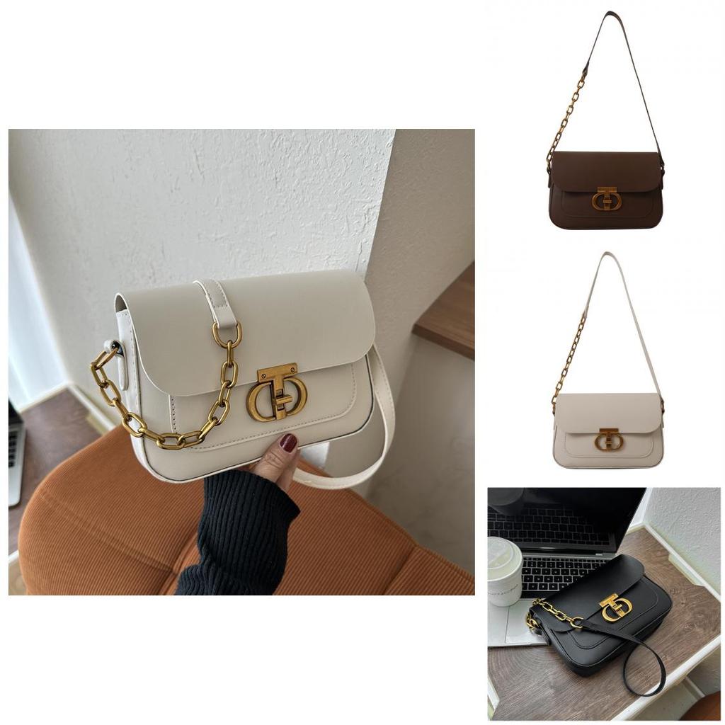 French Style Women's Bag 2023 Autumn And Winter New Tide Pure Color Pu Small Square Bag Street Fashion Daily Shoulder Bag