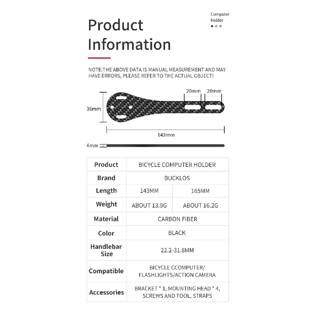 BUCKLOS Bike Computer Mount Carbon Fiber Ultralight Bicycle Speedometer Bracket for Gramin Road Cycling GPS Holder for Bryton