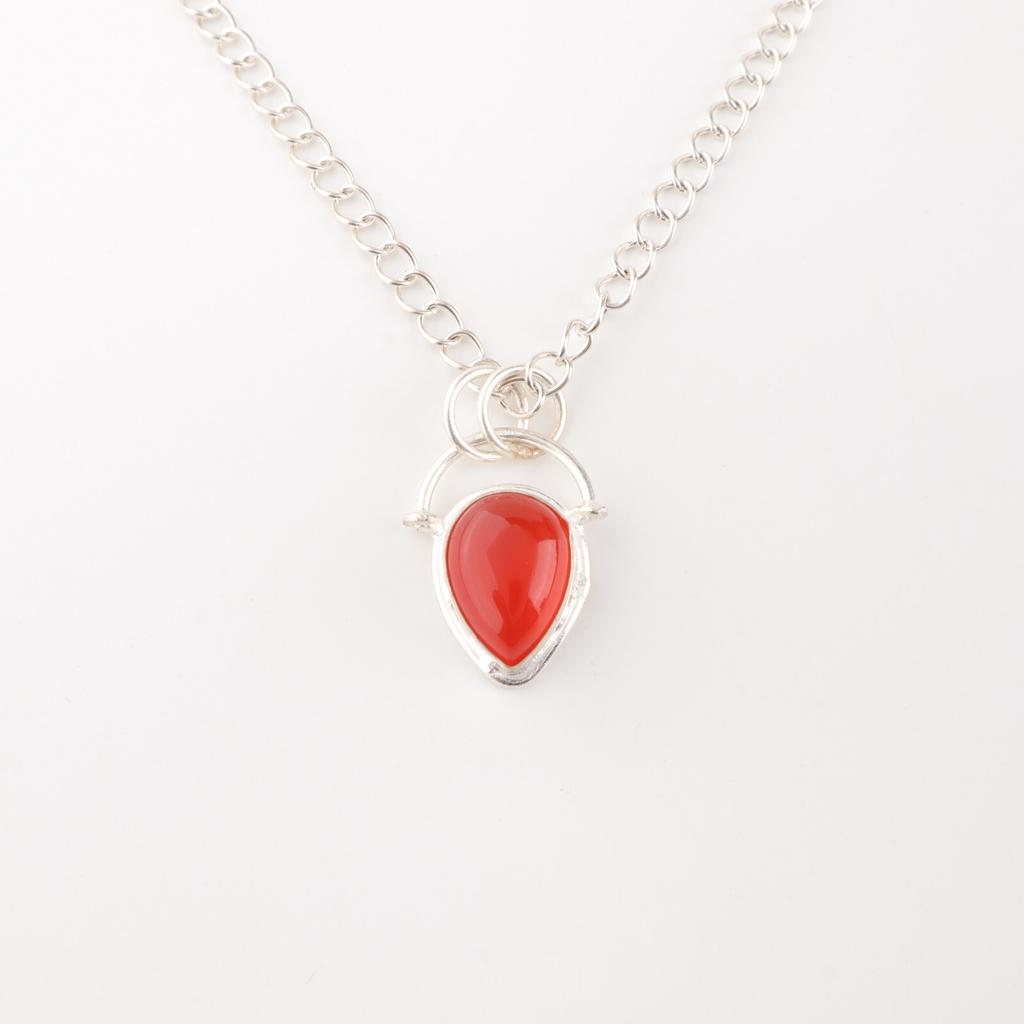 Piatră prețioasă Carneol Portocaliu Bijuterii Argint Masiv 925 Pandantiv Handmade Cadou de Nuntă PP-56-22