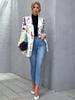 European & American Women's Mid-Length Printed Casual Blazer - Spring/Autumn 2024 Fashion