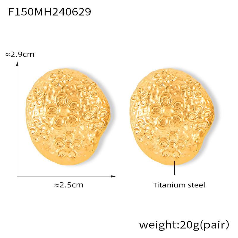 18K Gold Plated Irregular Pleated Flower Earrings - European  American Design