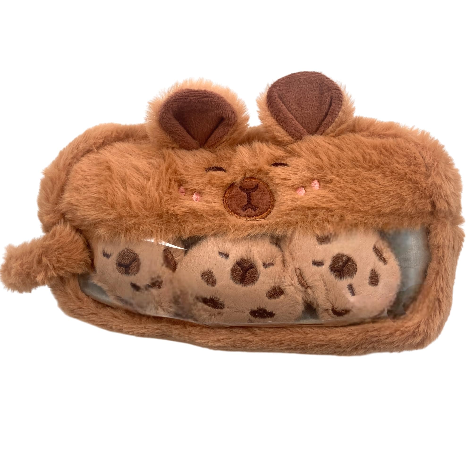 

Пенал Капибара Ошигото с 3 плюшевыми карандашами, прозрачный плюшевый пенал, канцелярские товары, маленькая сумка на молнии для мелочей, значки, чехол, животное, карман, сумка, мешочек, милый,