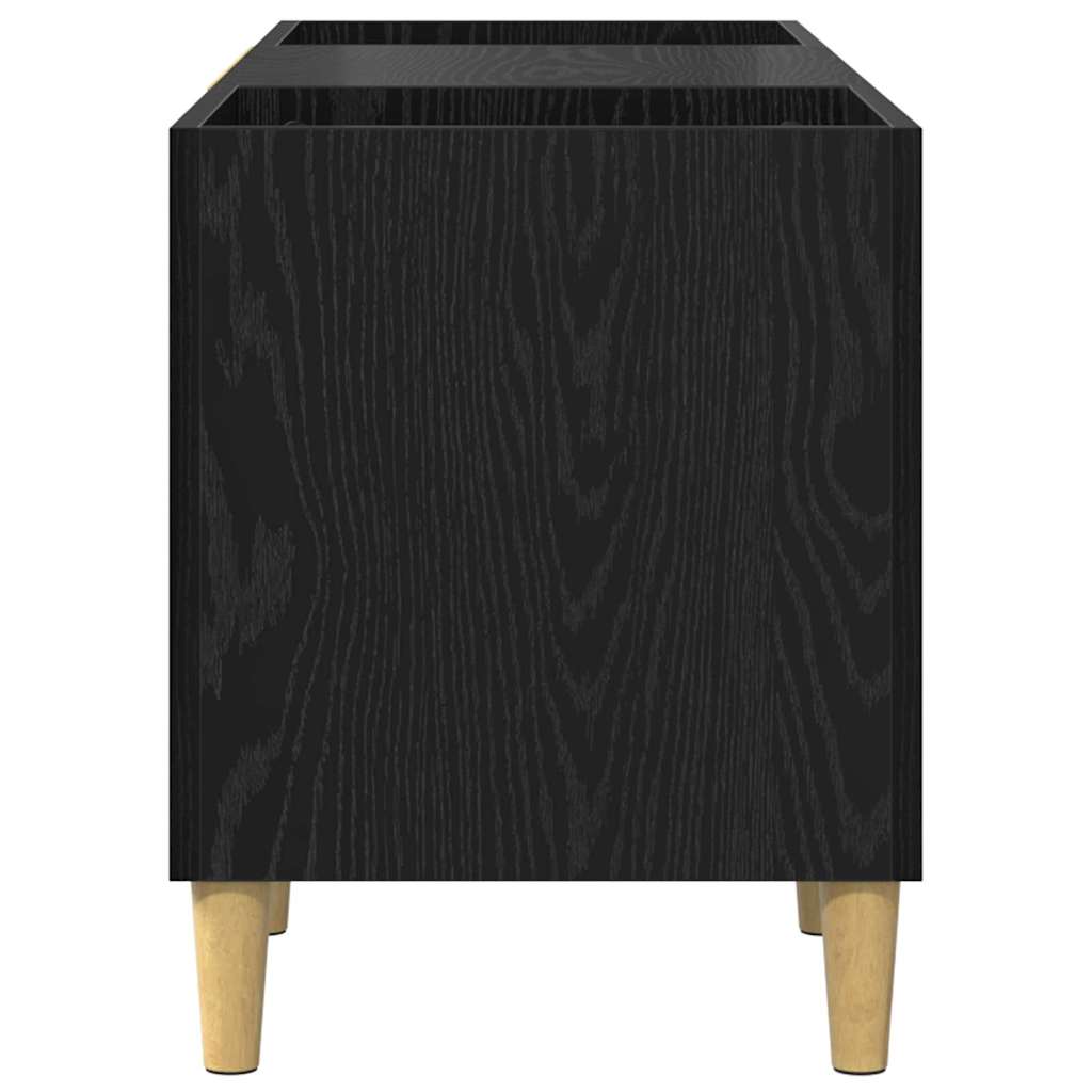 Vinyl Record Cabinet Black Oak Effect 121 x 38 x 48 cm